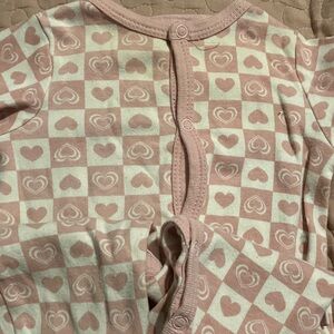 Pink Heart Patterned Kids Footie